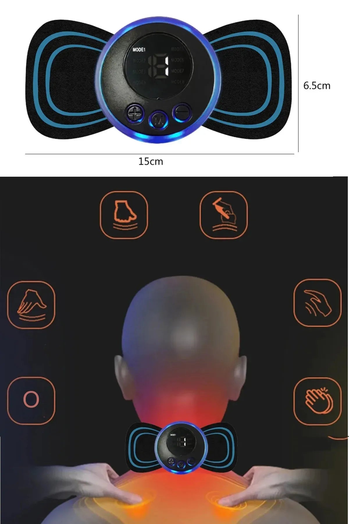 Pedli Masaj Aleti Bel Sırt Bacak Kol 8 Farklı Stil 18 Kademeli Titreşimli Şarjlı Taşınabilir Tens