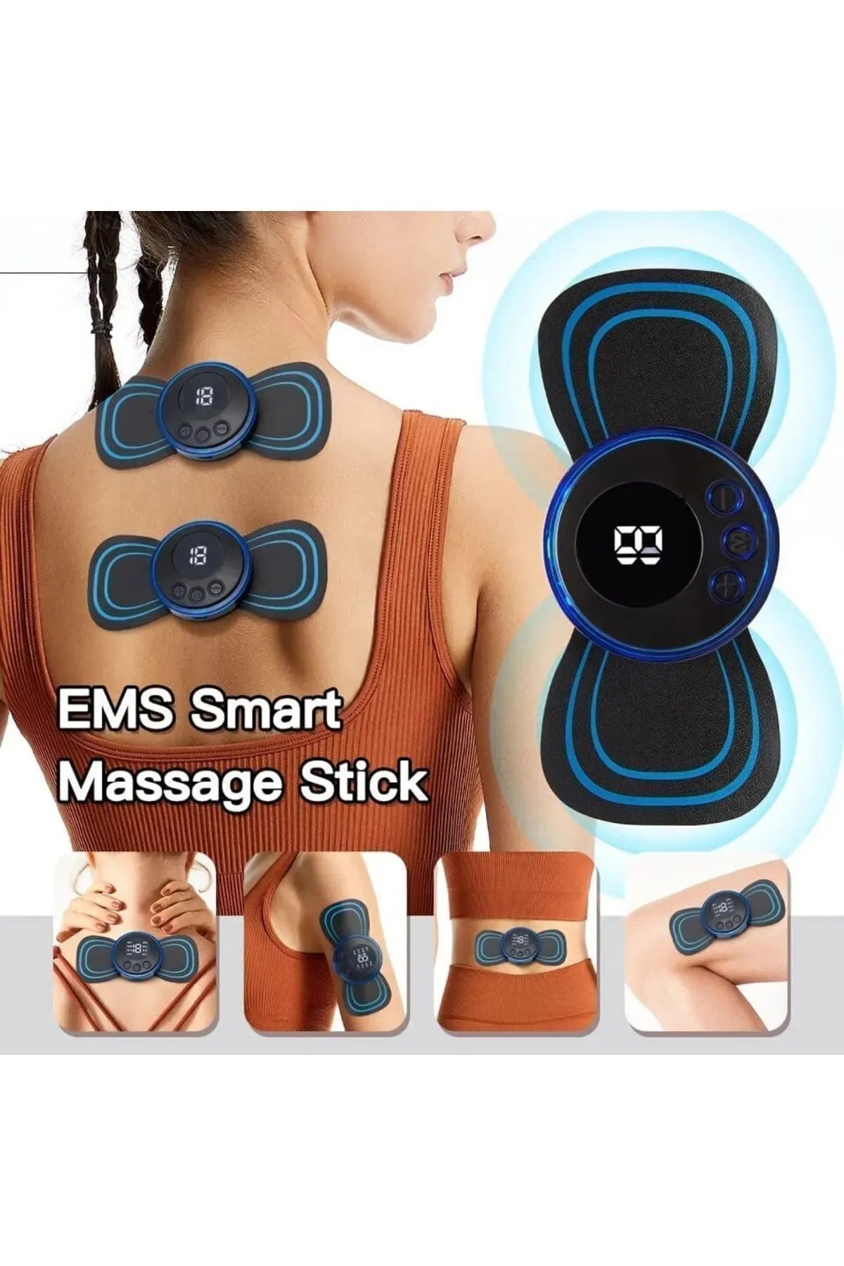 Pedli Masaj Aleti Bel Sırt Bacak Kol 8 Farklı Stil 18 Kademeli Titreşimli Şarjlı Taşınabilir Tens