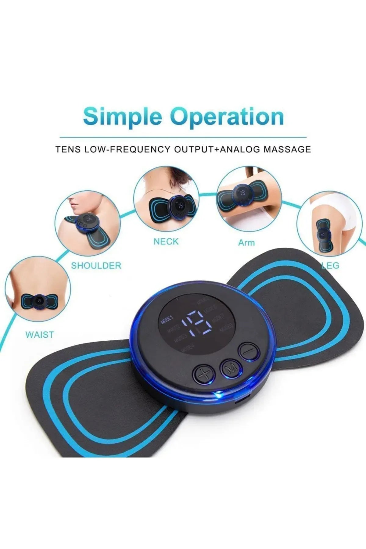 Pedli Masaj Aleti Bel Sırt Bacak Kol 8 Farklı Stil 18 Kademeli Titreşimli Şarjlı Taşınabilir Tens